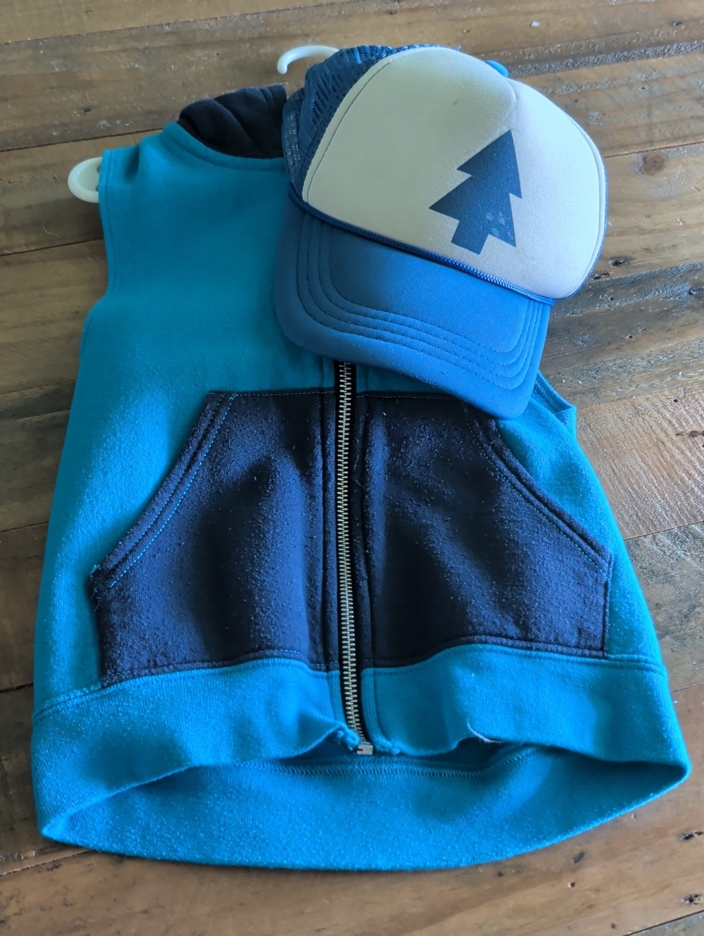 Disney Gravity Falls Dipper Pines Costume Navy Zip Hoodie with Truckers Cap